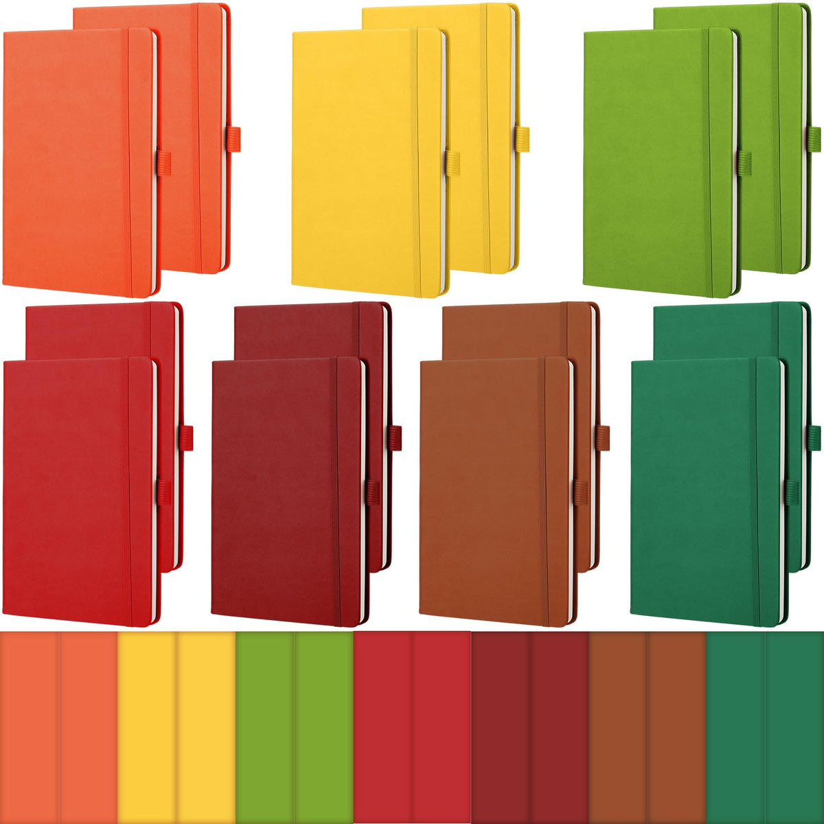 Laumoi 14 Pack Hardcover Lined Journal Notebooks Bulk,Brown,A5