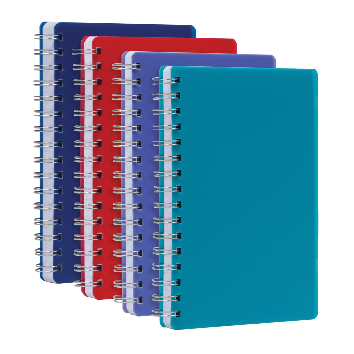 Oxford Poly Spiral Notebooks, Small 5.7" x 8.5" Book, Thick Poly Cover, White Paper, College Rule, 80 Sheets/160 Pages, Jewel Tones, 4 Pack (69720)