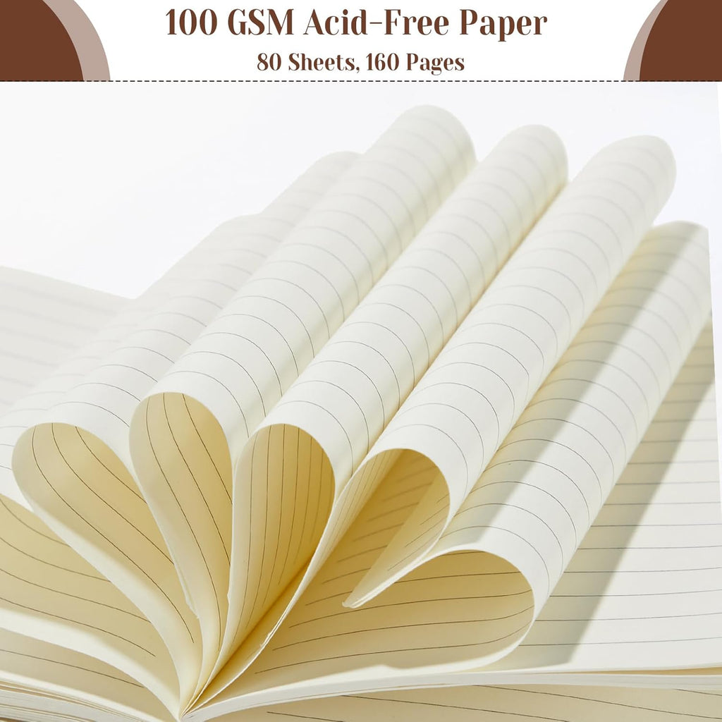 Laumoi 14 Pack Hardcover Lined Journal Notebooks Bulk,Brown,A5