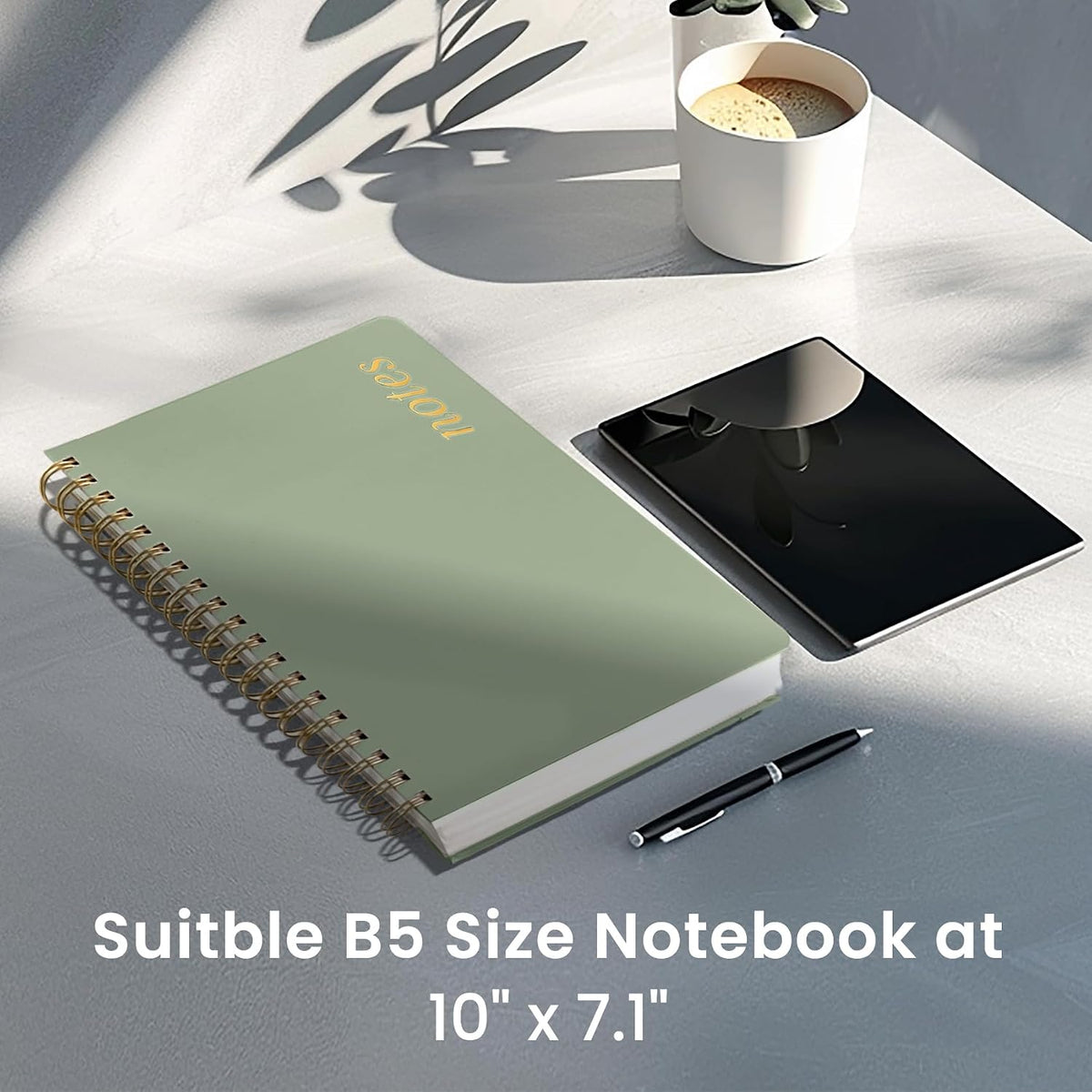 Taja Spiral Notebook for Work Thick Hardcover Lined Journal for Note Taking
