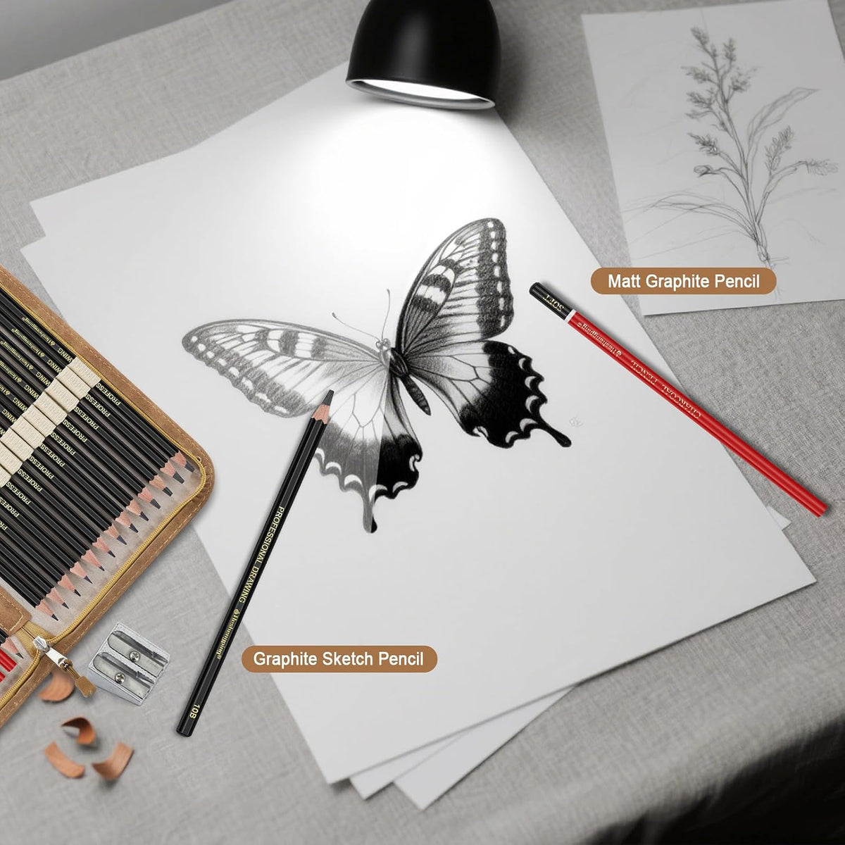 Heshengping, Sketching and Drawing Pencils Set 26pcs, Art Supplies Drawing pencil Kit,Graphite Charcoal Professional Pencils Set, Adults Beginners Artist