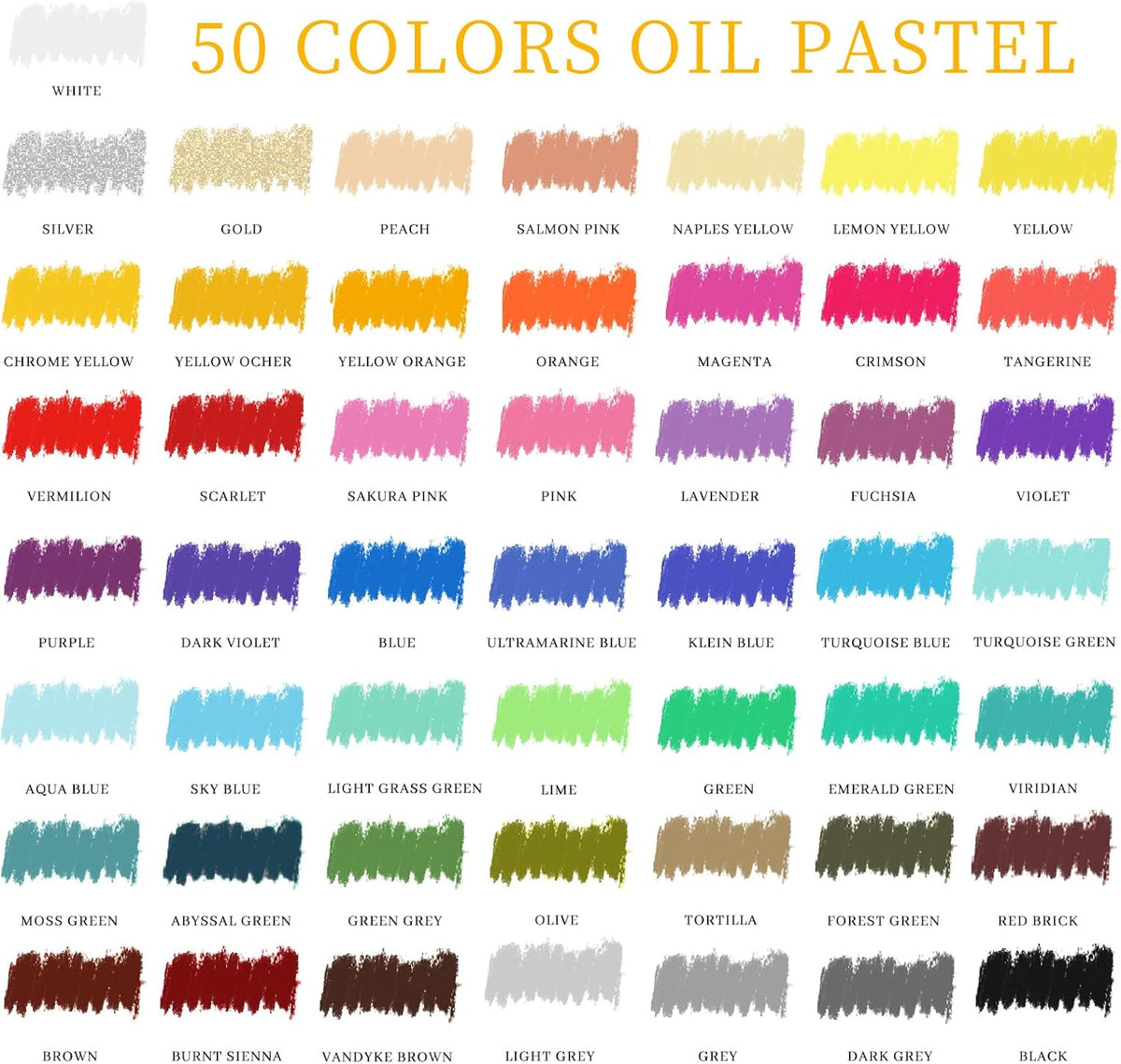Artecho Oil Pastels Set of 50 Colors (8 x 60 mm)