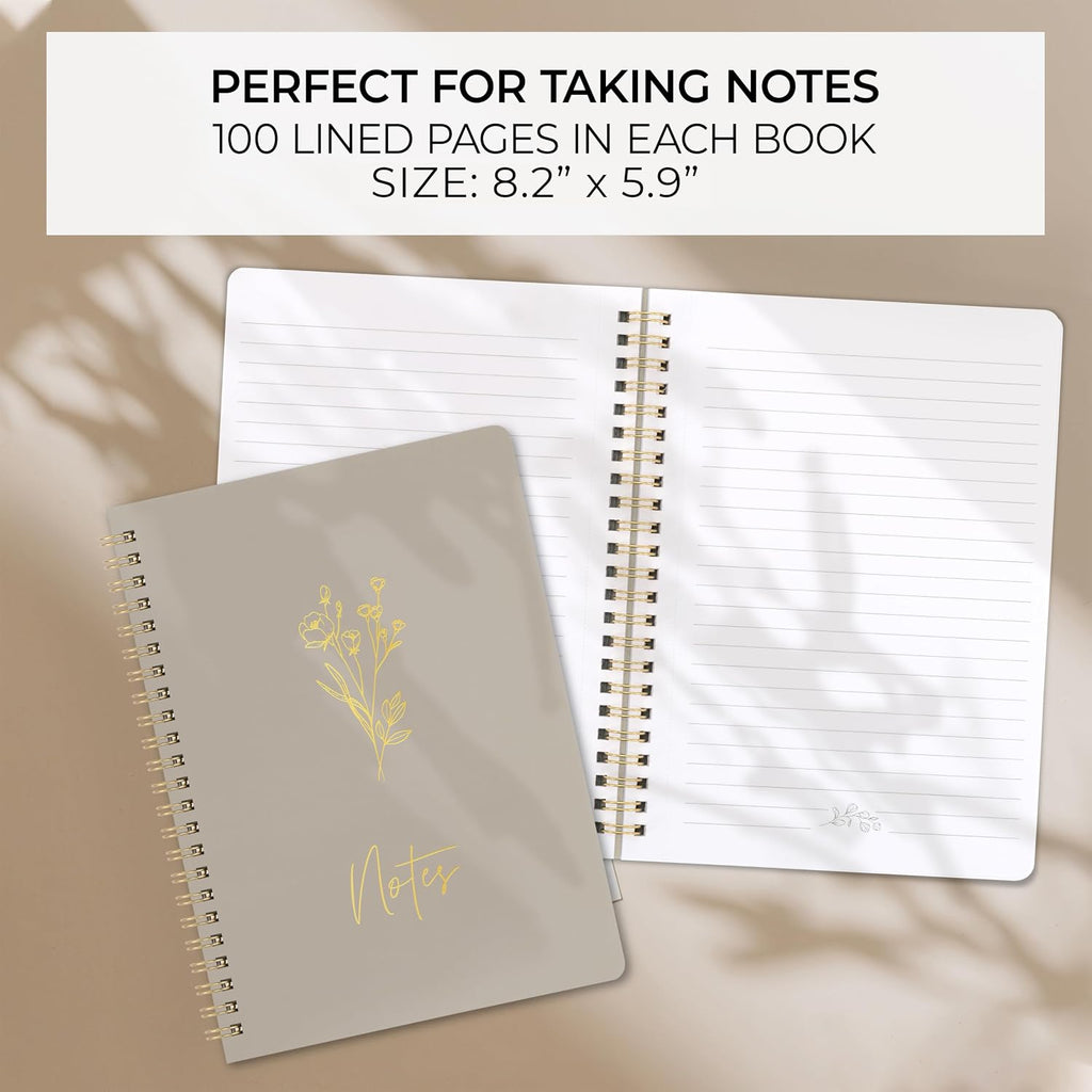 Aesthetic Spiral Notebook Set of 3 For Women - Cute College Ruled Journals