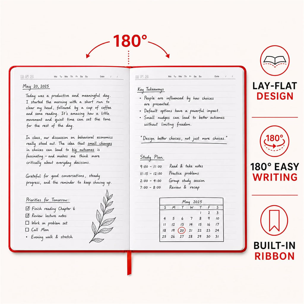 SUIN A5 Hardcover Lined Notebooks, Assorted Colors, 6 Pack, 200 Pages Each