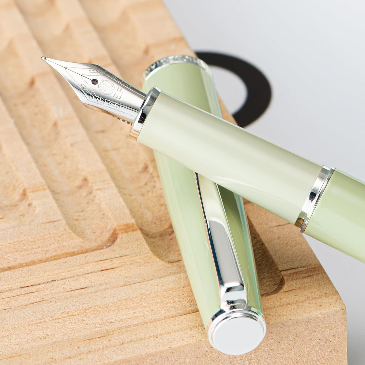 Hongdian 920S Fountain Pen Grass Green Metal Pen, Iridium M Nib Classic Pen with Ink Converter