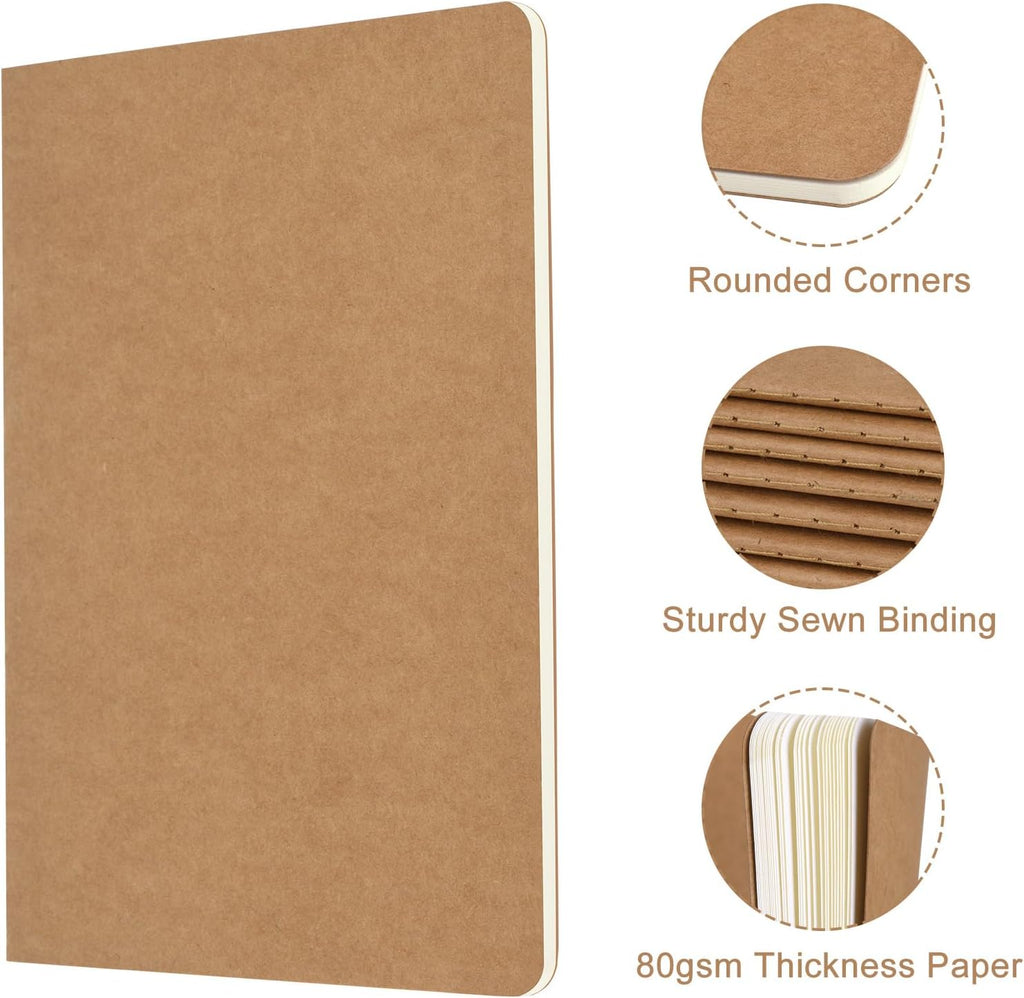 ZCZN 50 Pack A5 Kraft Notebooks Bulk, 8.15x5.5 Inches Lined Paper Journaling Notebooks, Notebooks for Work, Composition Notebooks for School, Journal Notebooks for Office, 60 Pages
