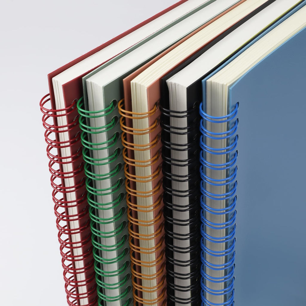 5 Pack Spiral Notebooks 8.3" x 5.7", 80 Sheets College Ruled Notebook with Plastic Waterproof Cover, A5 Lined Journal for Office, School,Home
