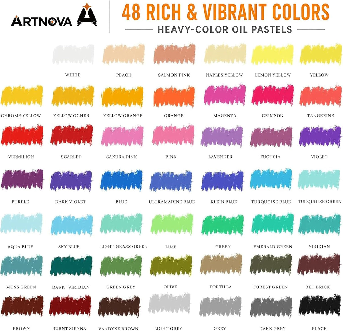 ARTNOVA Oil Pastels Set of 48 Colors (8 x 60 mm)