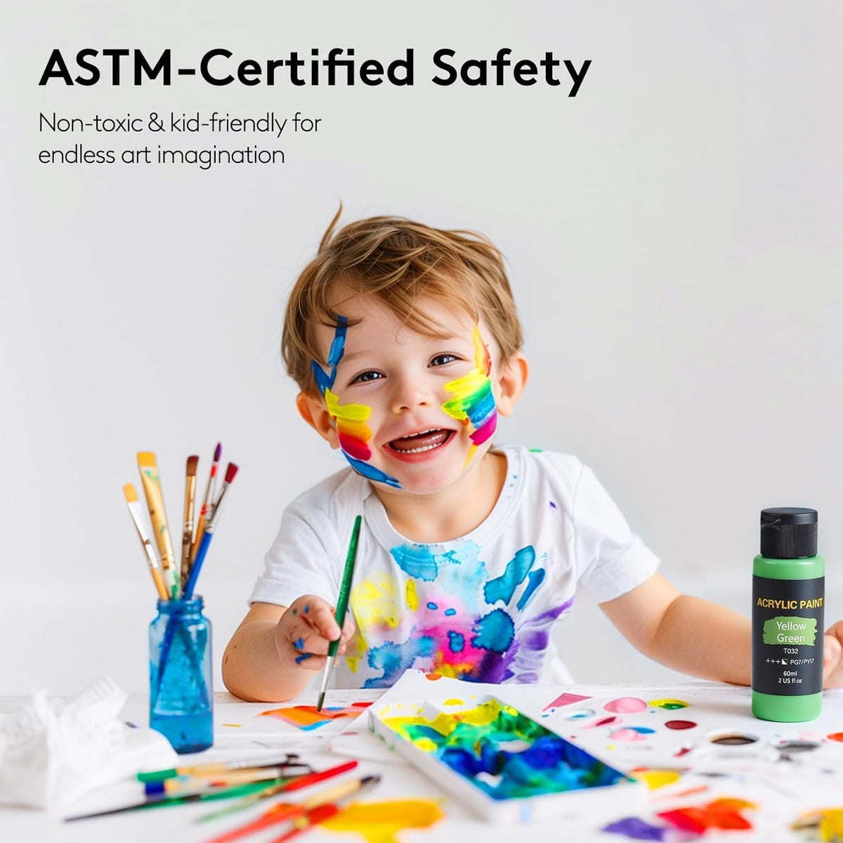 TMOL Acrylic Paint Set, 24 Colors (2 oz/Bottle) with 12 Art Brushes, Art Supplies for Painting Canvas, Wood, Ceramic & Fabric, Rich Pigments Lasting Quality for Beginners, Professional