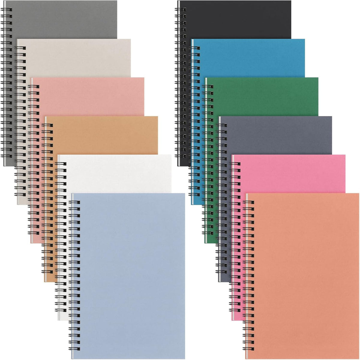 Fuutreo 12 Pcs Spiral Notebook for Work, 8.3 x 5.7 Office Color,Classic