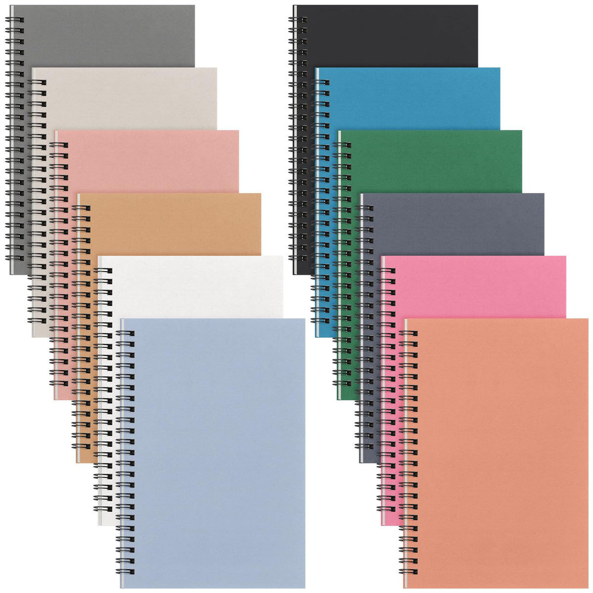 Fuutreo 12 Pcs Spiral Notebook for Work, 8.3 x 5.7 Office Color,Classic