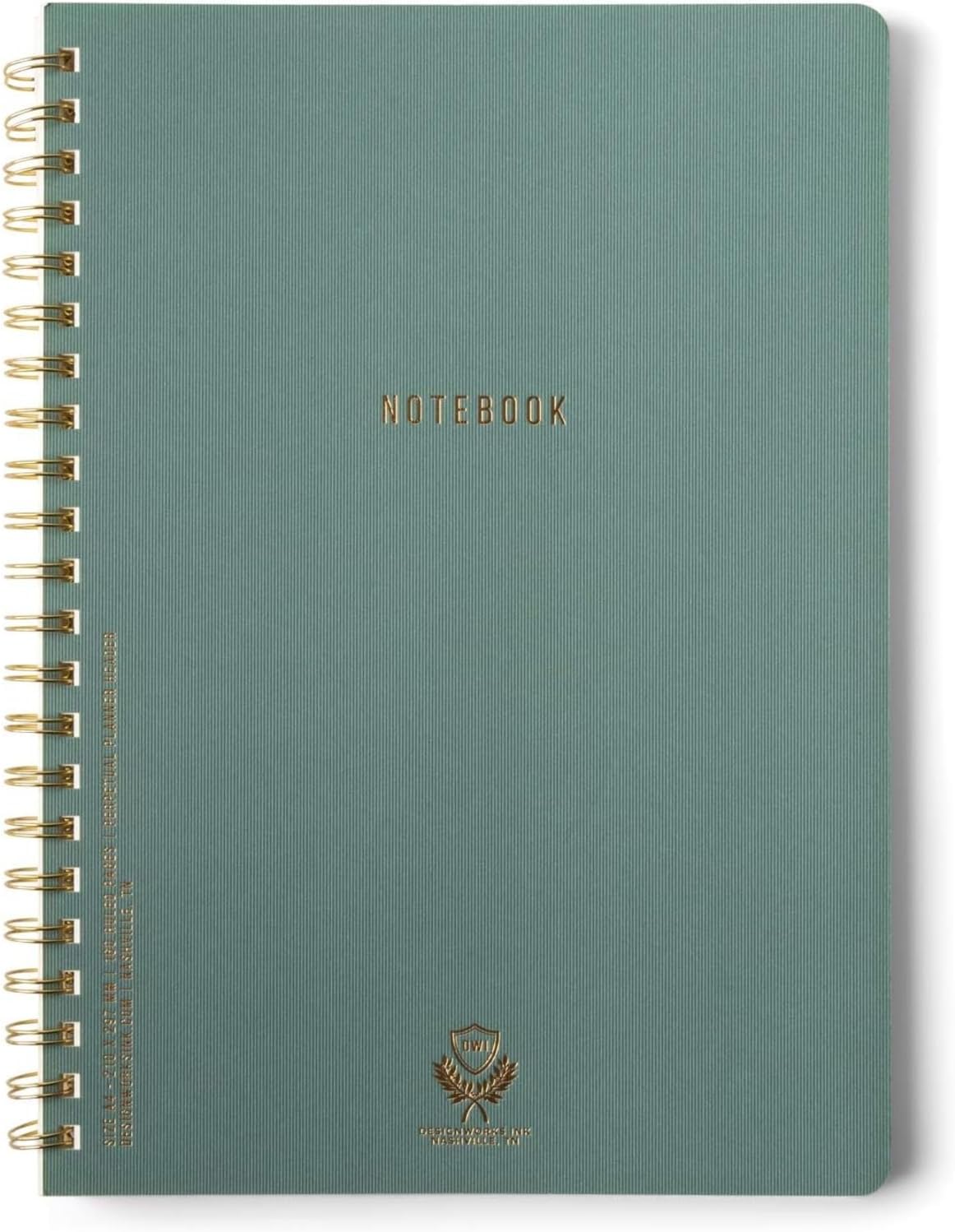 DesignWorks Ink Textured Spiral Notebook, Juniper Green, 8.25 x 11.625 in