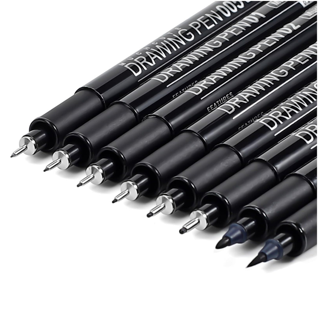 Muchcute Micro Fineliner Drawing Art Pens,12 Black Art Supplies Adult Craft