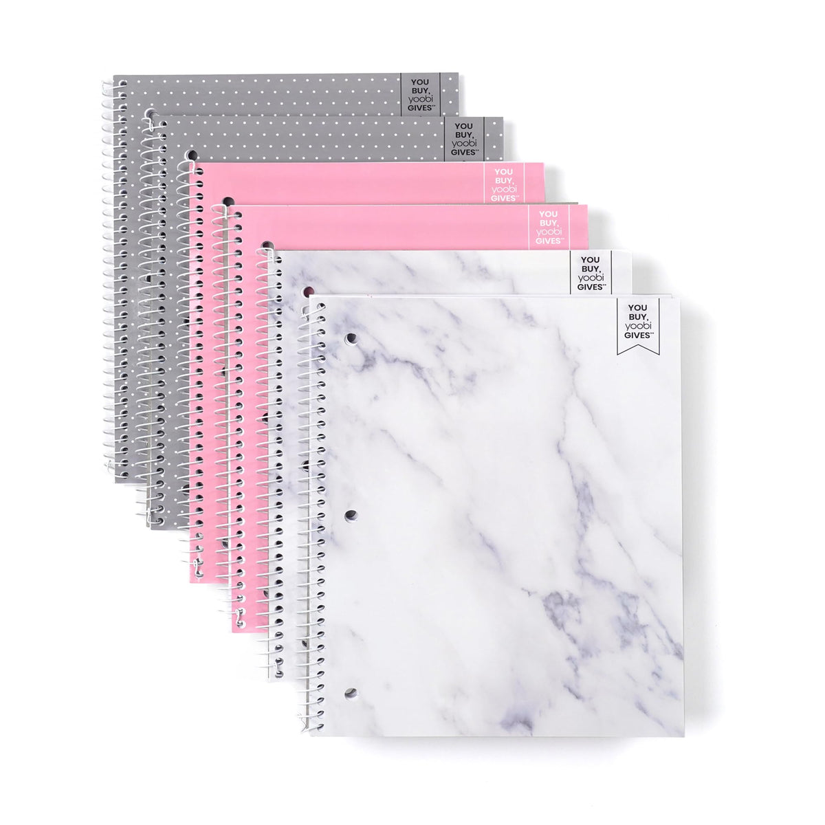 Yoobi College Ruled 3-Subject Notebooks, 3-Pack, 150 Sheets, 8x10.5in