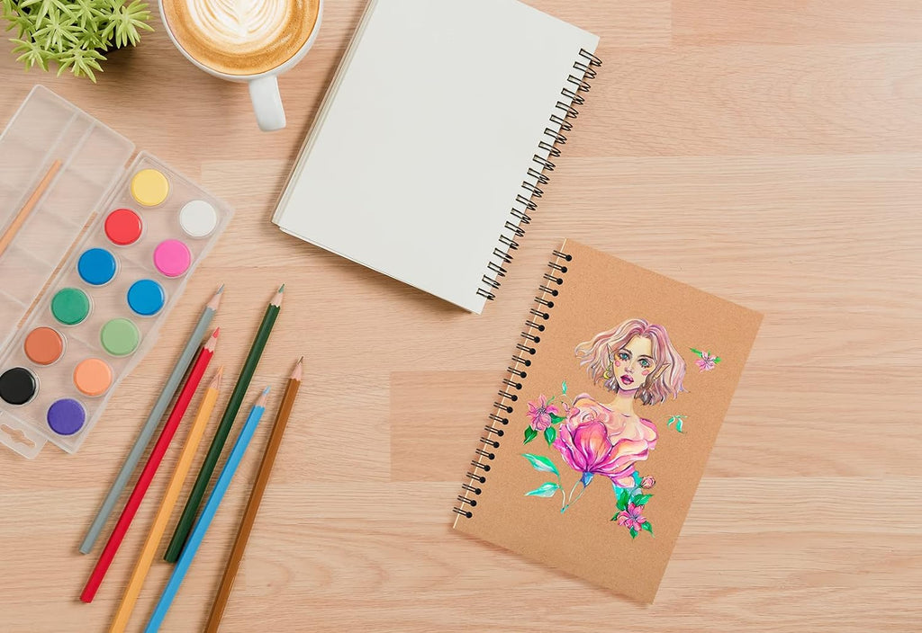 24 Pack A5 Spiral Notebooks Journal with Kraft Cover, 5x8 Inches, Ruled Lined Paper, for Work, Sketches, Study, Notes Taking, Gifts, Brown (24 PCS(Lined))