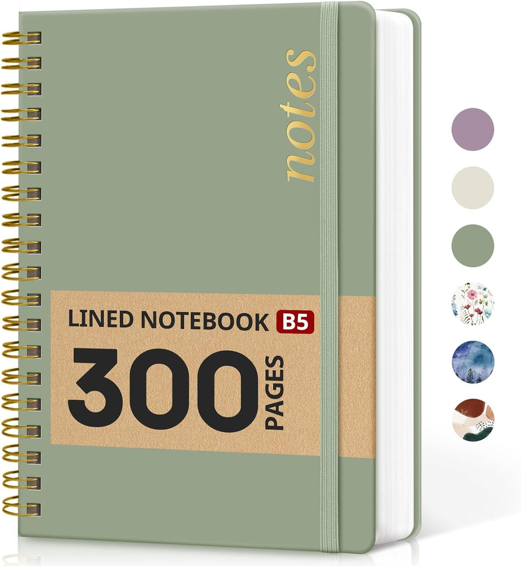 Taja Spiral Notebook for Work Thick Hardcover Lined Journal for Note Taking