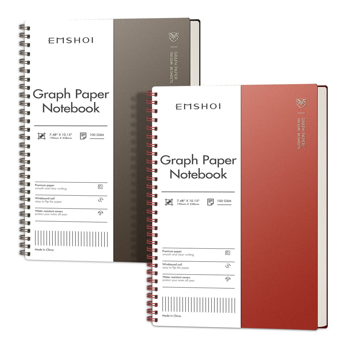 EMSHOI Lined Spiral Journal Notebook, 3 Pack, 480 Pages, B5 (7.4" x 10")