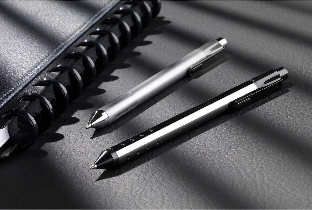TUL Fine Writing Solid Metal Barrel Retractable Gel Pen With 2 Refills, Medium Point, 0.7 mm, Gunmetal Gray Barrel, Assorted Ink Colors