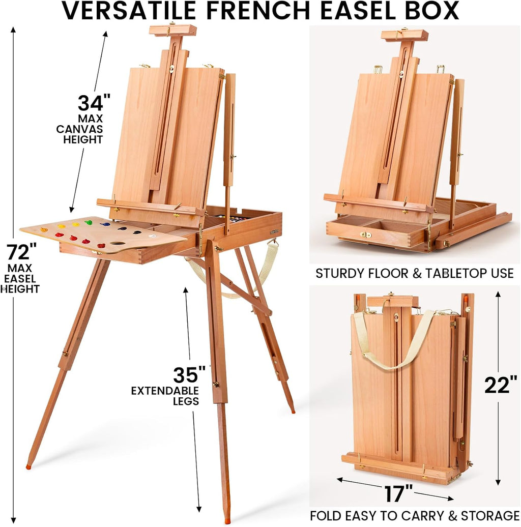 188Pcs All-in-One Art Painting Kit with French Easel, 96 Acrylic, Watercolor & Oil Paint Set, Complete Art Supplies Painting Set for Adults, Artists, Beginners