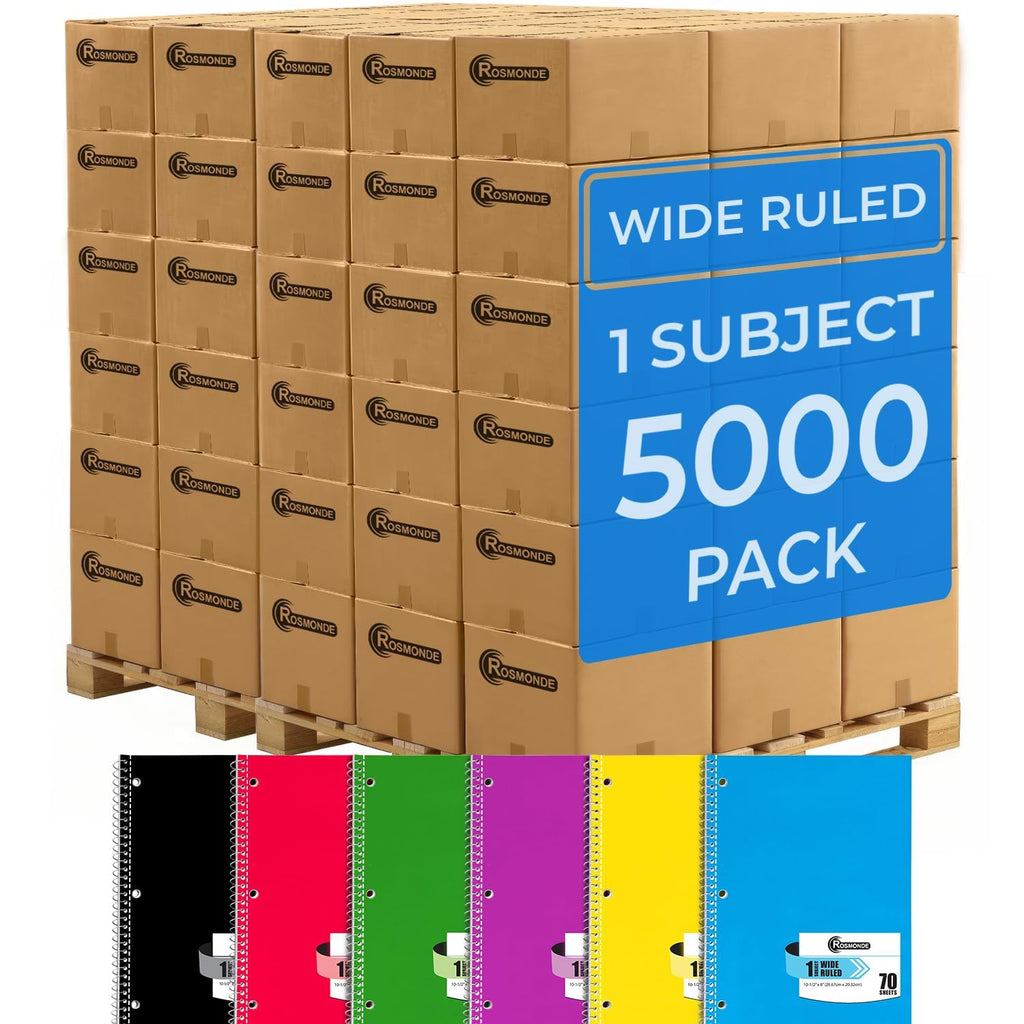 Rosmonde 12 Pack Spiral Notebooks, 1 Subject Notebook, Wide Ruled, Assorted