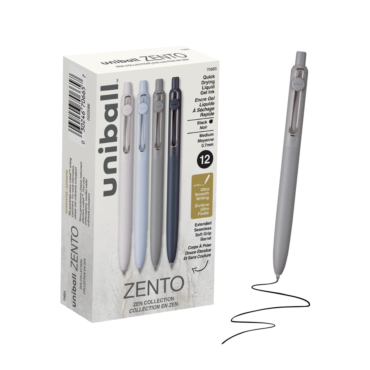 uniball™ Zento Gel Pens, Black Ink, 0.7mm Medium Point, 4 Count
