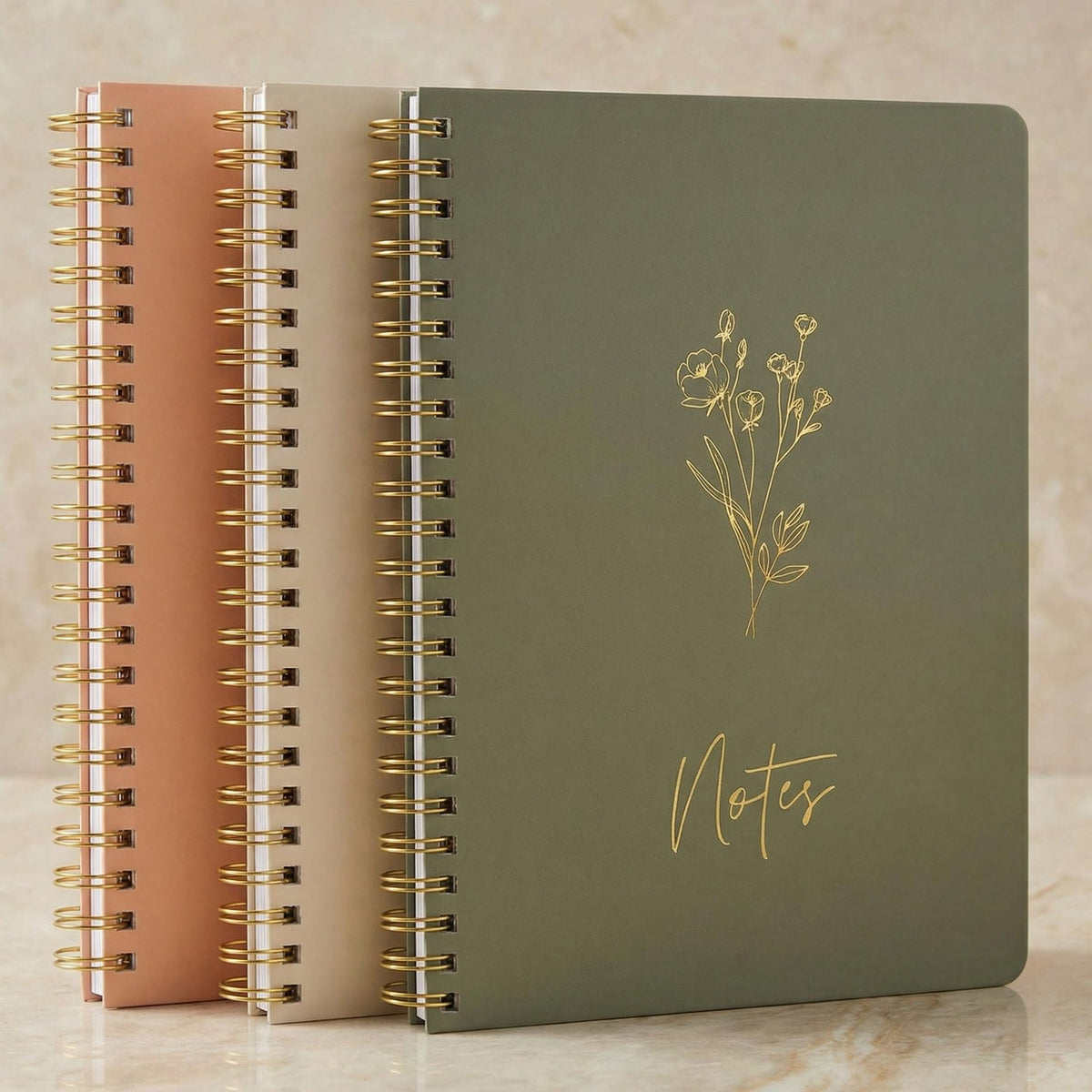 Aesthetic Spiral Notebook Set of 3 For Women 10.5 x 8 - College Ruled