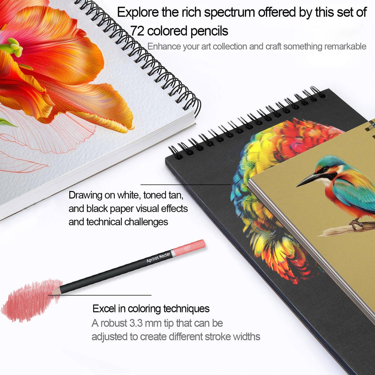 Aenir Colored Pencils for Adults, 72-Color Pencils for Adult Coloring Books
