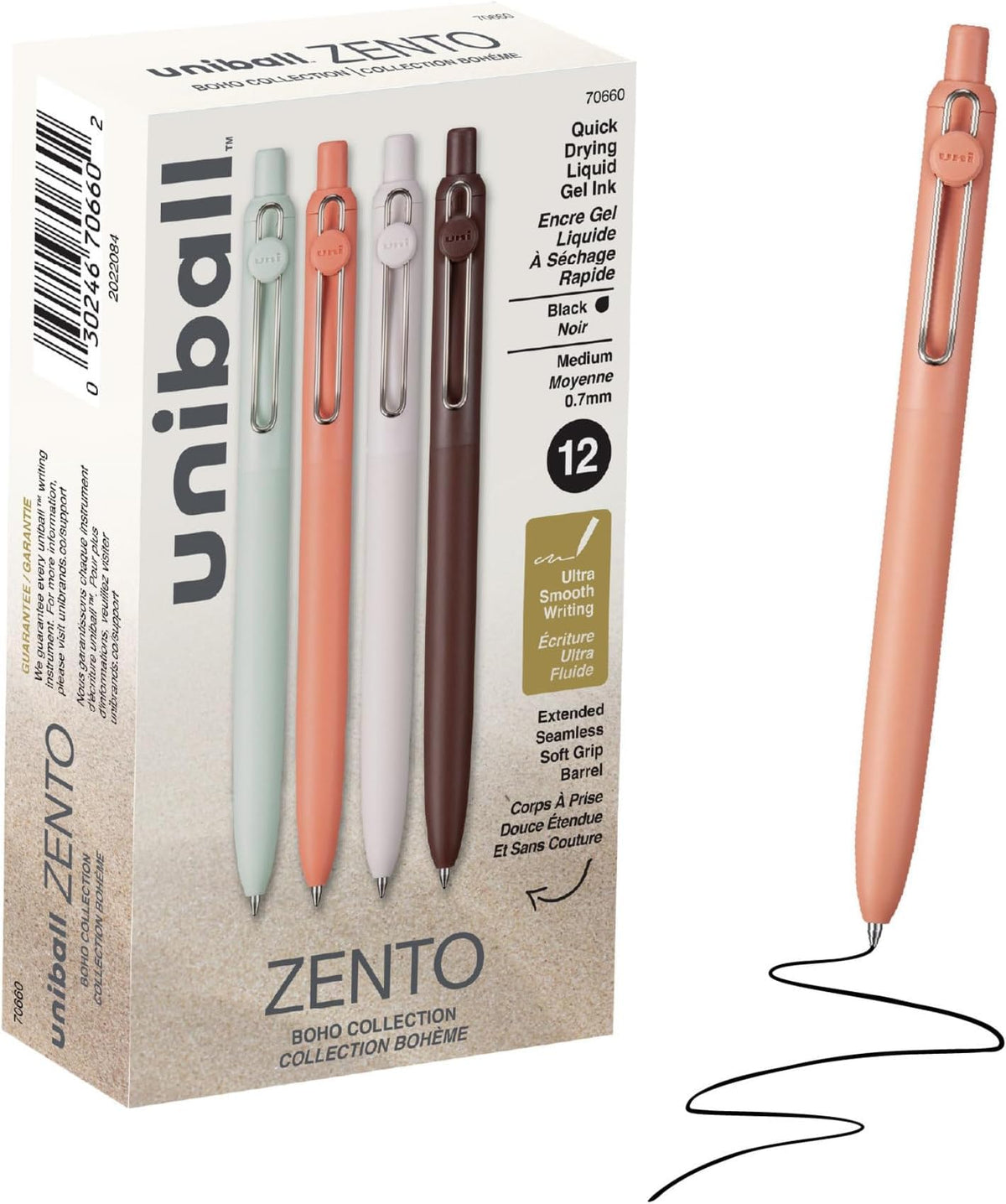 uniball™ Zento Gel Pens, Black Ink, 0.7mm Medium Point, 4 Count
