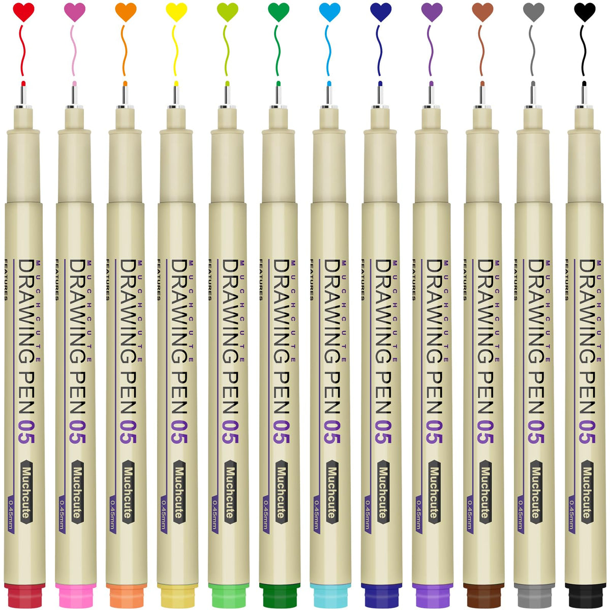 Muchcute Micro Fineliner Drawing Art Pens,12 Black Art Supplies Adult Craft