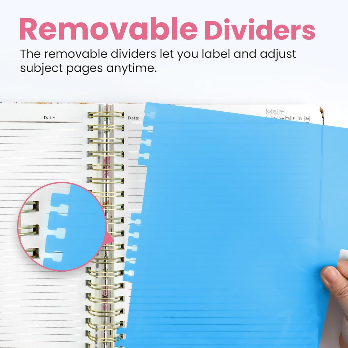 Taja Large Spiral Notebooks for Work 5 Subject with Removable Dividers