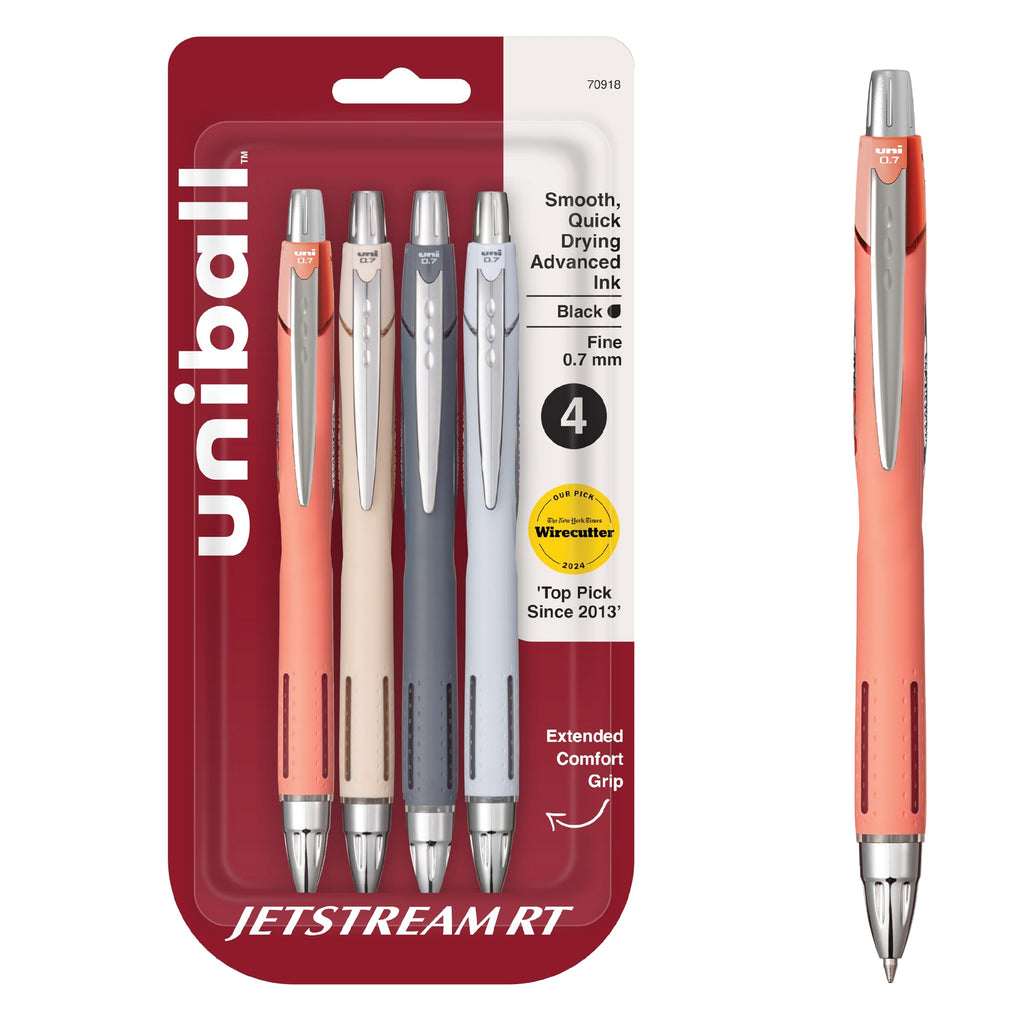 uniball™ Jetstream RT Ballpoint Pens, Black Ink, 0.7mm Fine Point, 3 Count