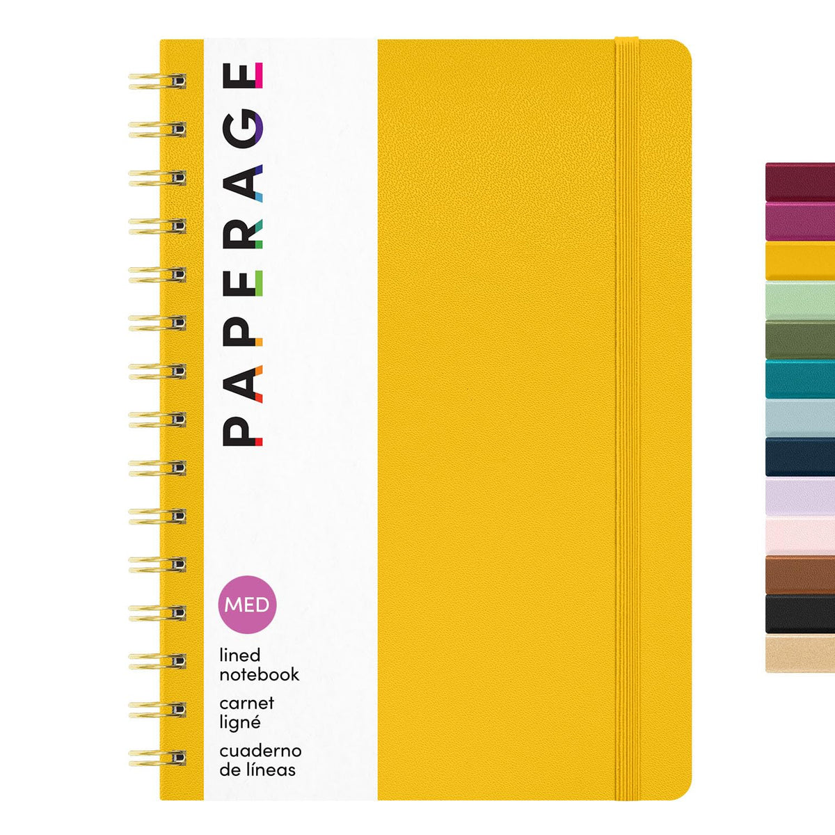 PAPERAGE Lined Spiral Journal Notebook, (Navy, Olive Green, Kraft), 3 Pack, 160 Pages, Medium 5.5 inches x 8 inches - 100 GSM Thick Paper, Hardcover, Double-Wire Spiral Journal & Notebook