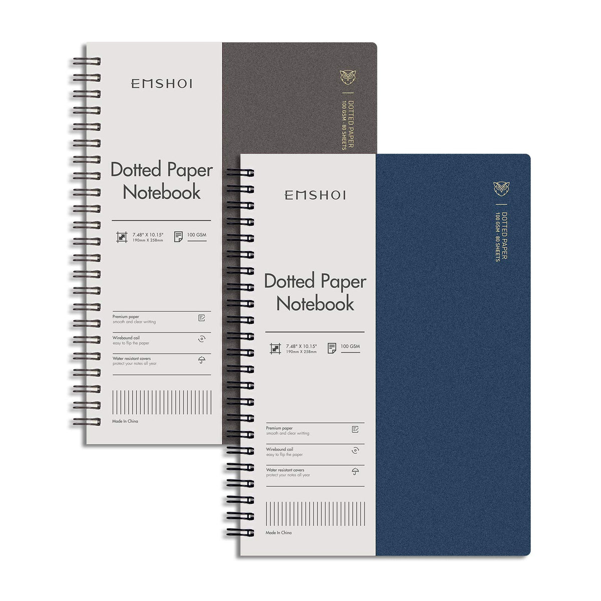EMSHOI Lined Spiral Journal Notebook, 3 Pack, 480 Pages, B5 (7.4" x 10")