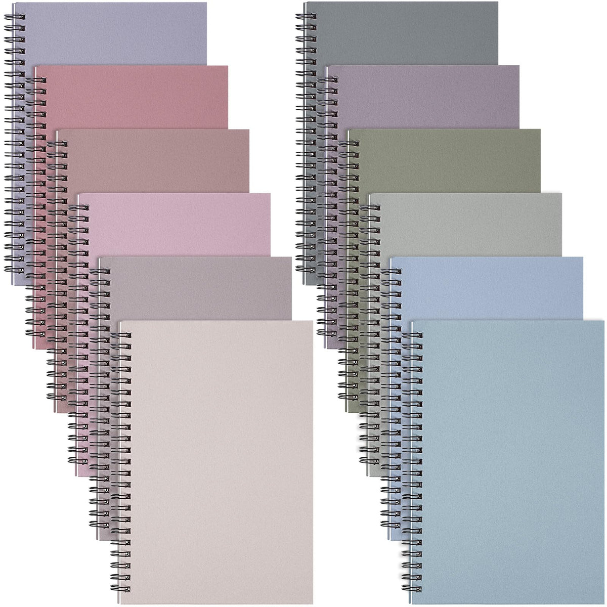 Fuutreo 12 Pcs Spiral Notebook for Work, 8.3 x 5.7 Office Color,Classic