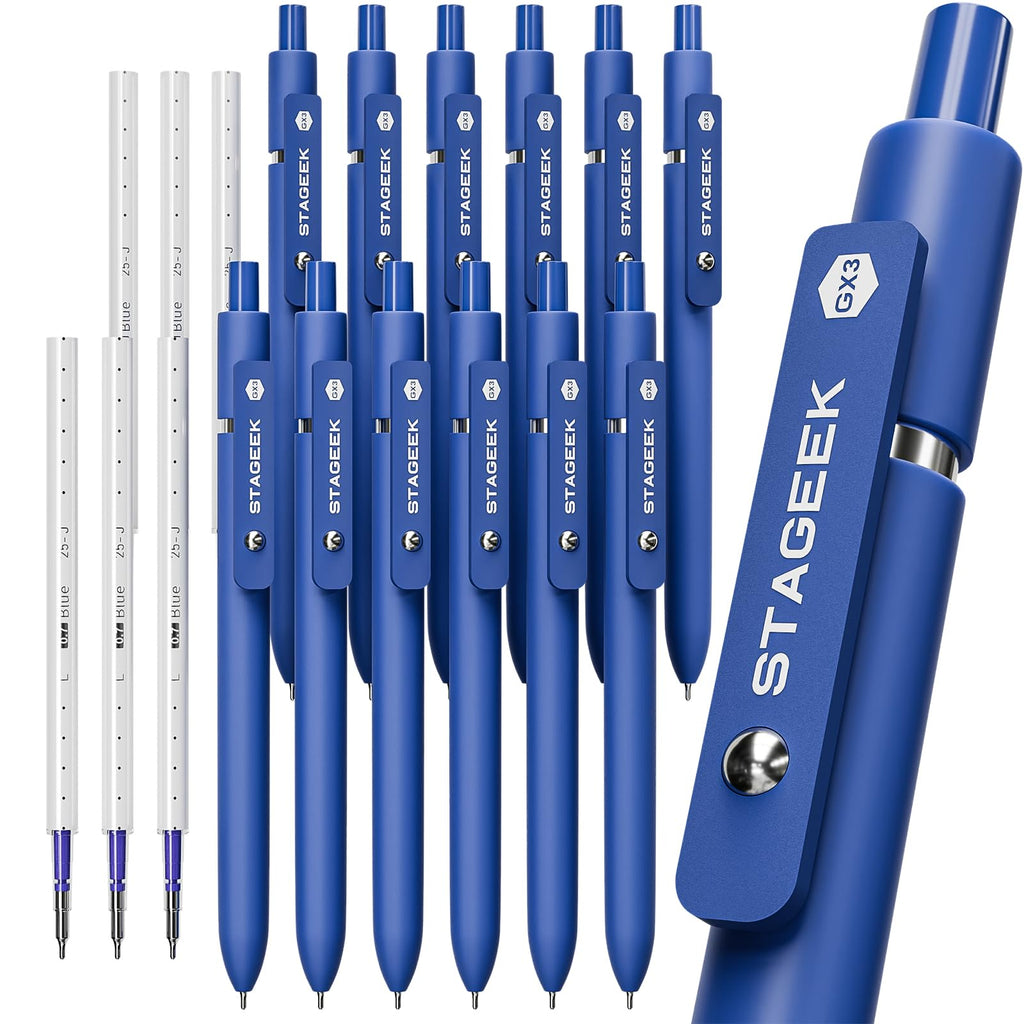 STAGEEK GX3 Black Gel Pens,6Pcs Quick Dry Smooth Writing Pen with 3 Refills