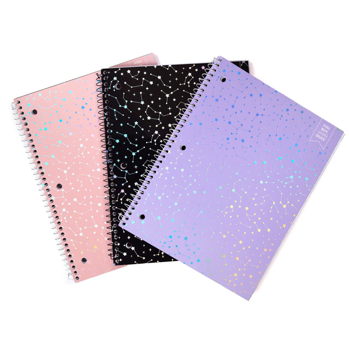 Yoobi College Ruled 3-Subject Notebooks, 3-Pack, 150 Sheets, 8x10.5in