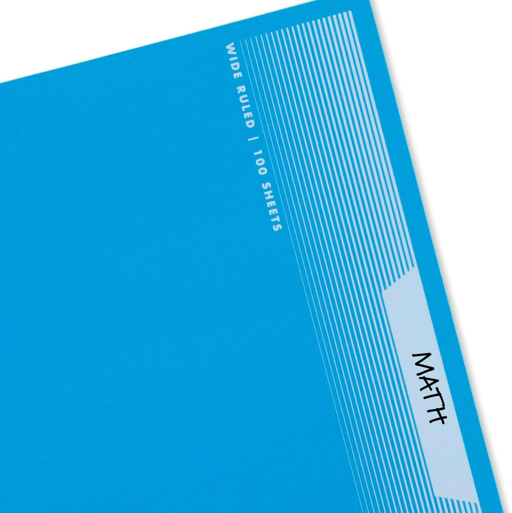 Mead Spiral Notebooks, 1 Subject, Wide Ruled Paper, 8" x 10-1/2", 100 Sheets, Assorted Colors, 5 Pack (930093)