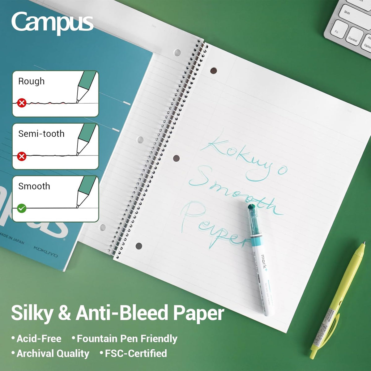 KOKUYO Spiral Notebooks, 3 Pack 10-1/2" x 8" Lined Notebook College Ruled