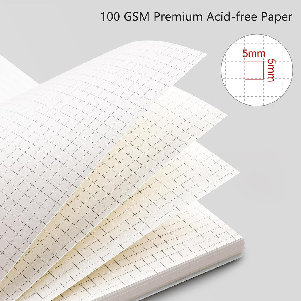 RETTACY Graph Grid Paper Notebook, 160 Pages per Pack, B5 (7.6'' × 10'')