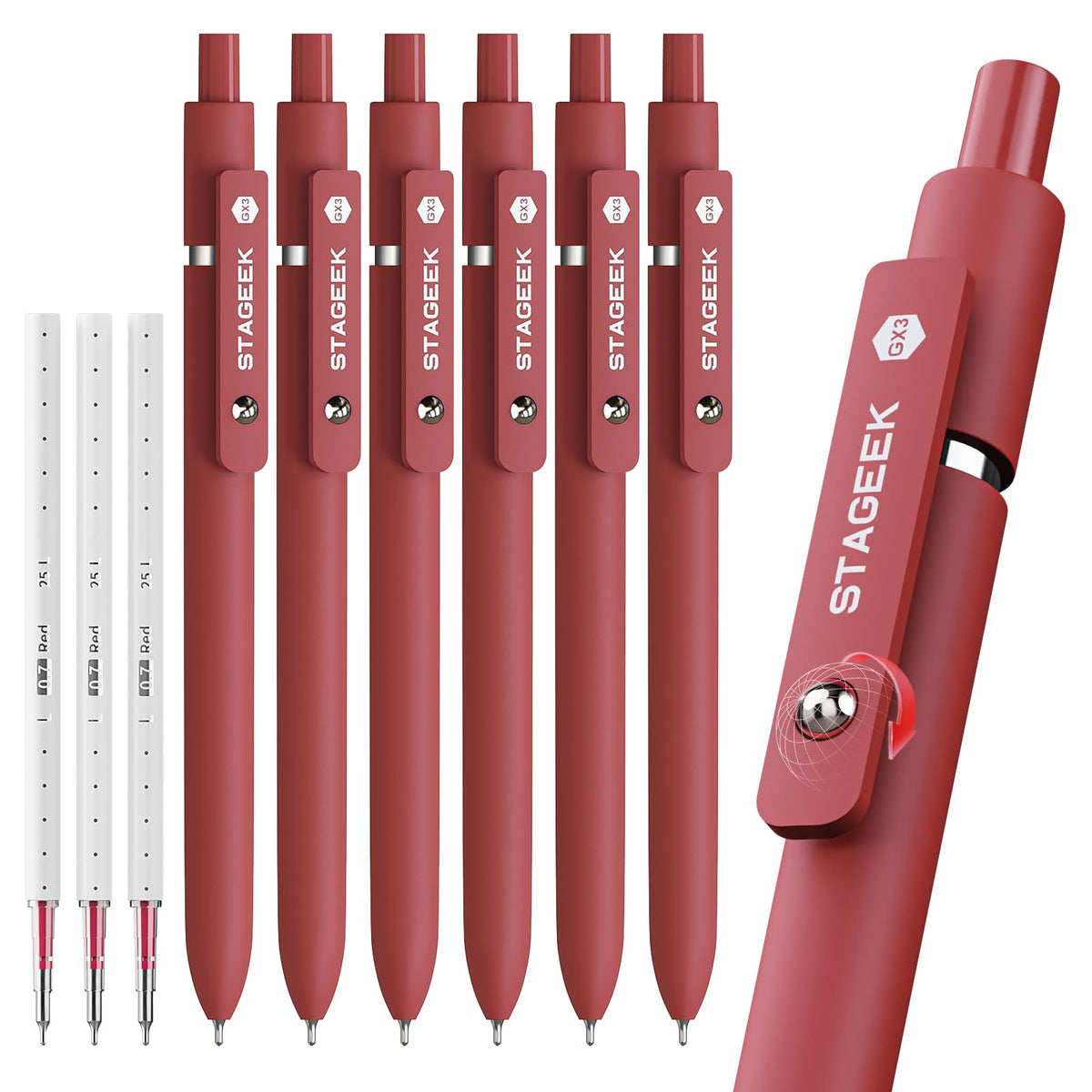 STAGEEK GX3 Black Gel Pens,6Pcs Quick Dry Smooth Writing Pen with 3 Refills