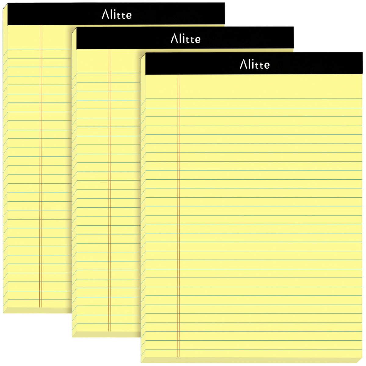 Alitte Legal Notepads 8.5 x 11, Pack of 12 - Perforated Wide Ruled Writing Pad - Premium Thick Paper, No Ink Bleeding - Blank Legal Pads For Home, Office, School, Business - 50 Sheets Per Notebook