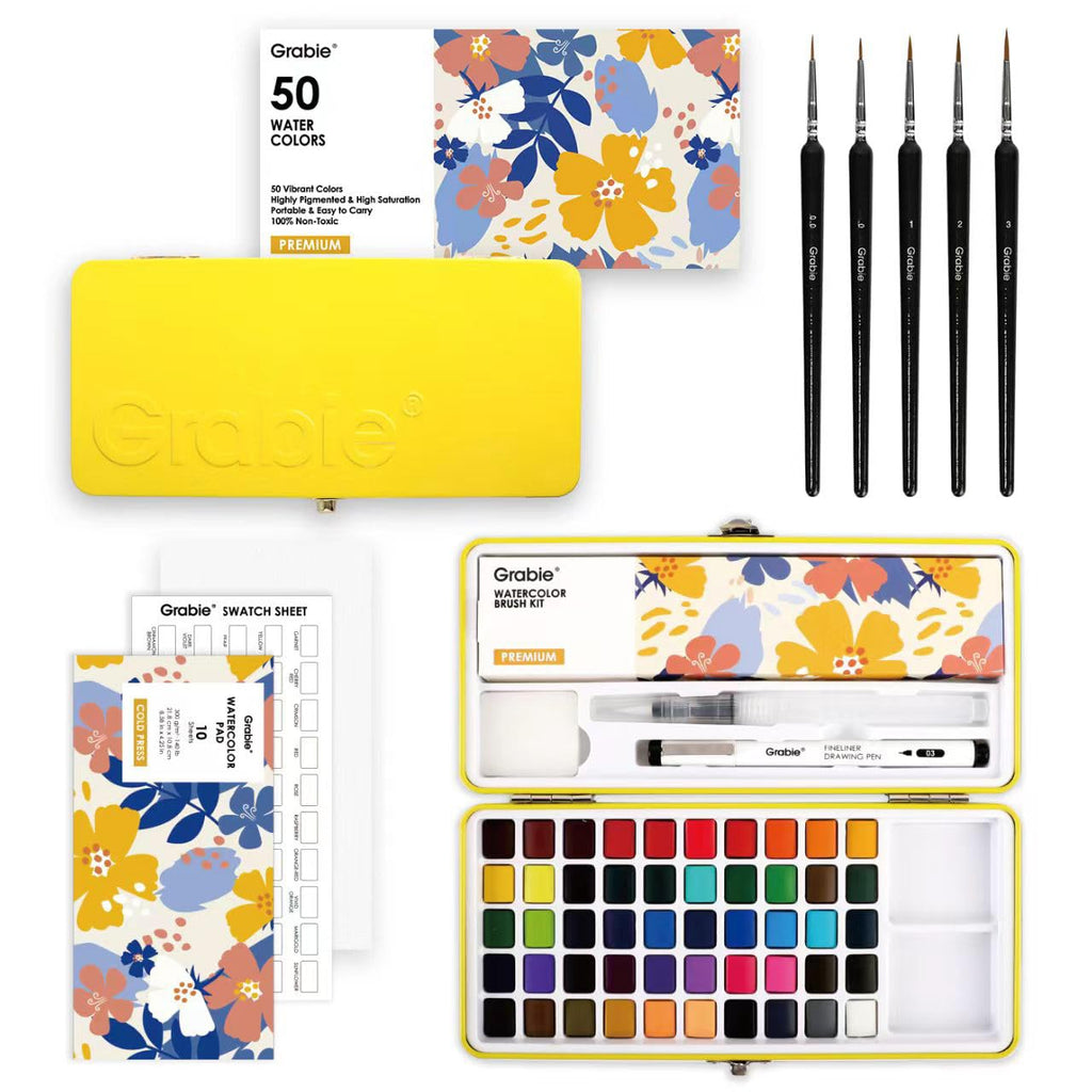 Grabie Watercolor Paint Set of 100 Color with Brush Pens