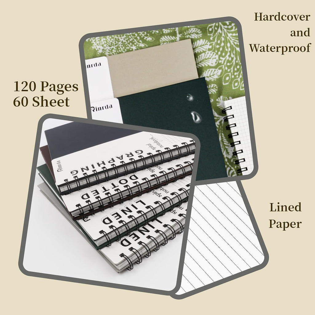 Spiral Notebooks 8.5x11,4 Pack College Ruled (LINED, Mult-color)
