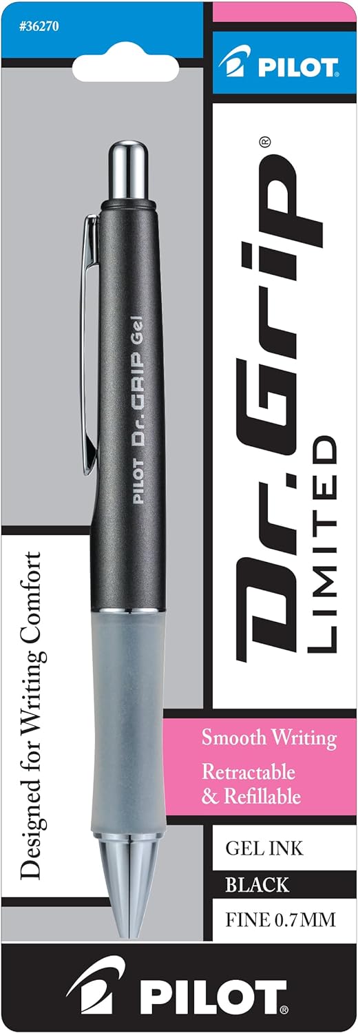Pilot Dr. Grip Limited Refillable & Retractable Gel Pen, Black, Single Pen