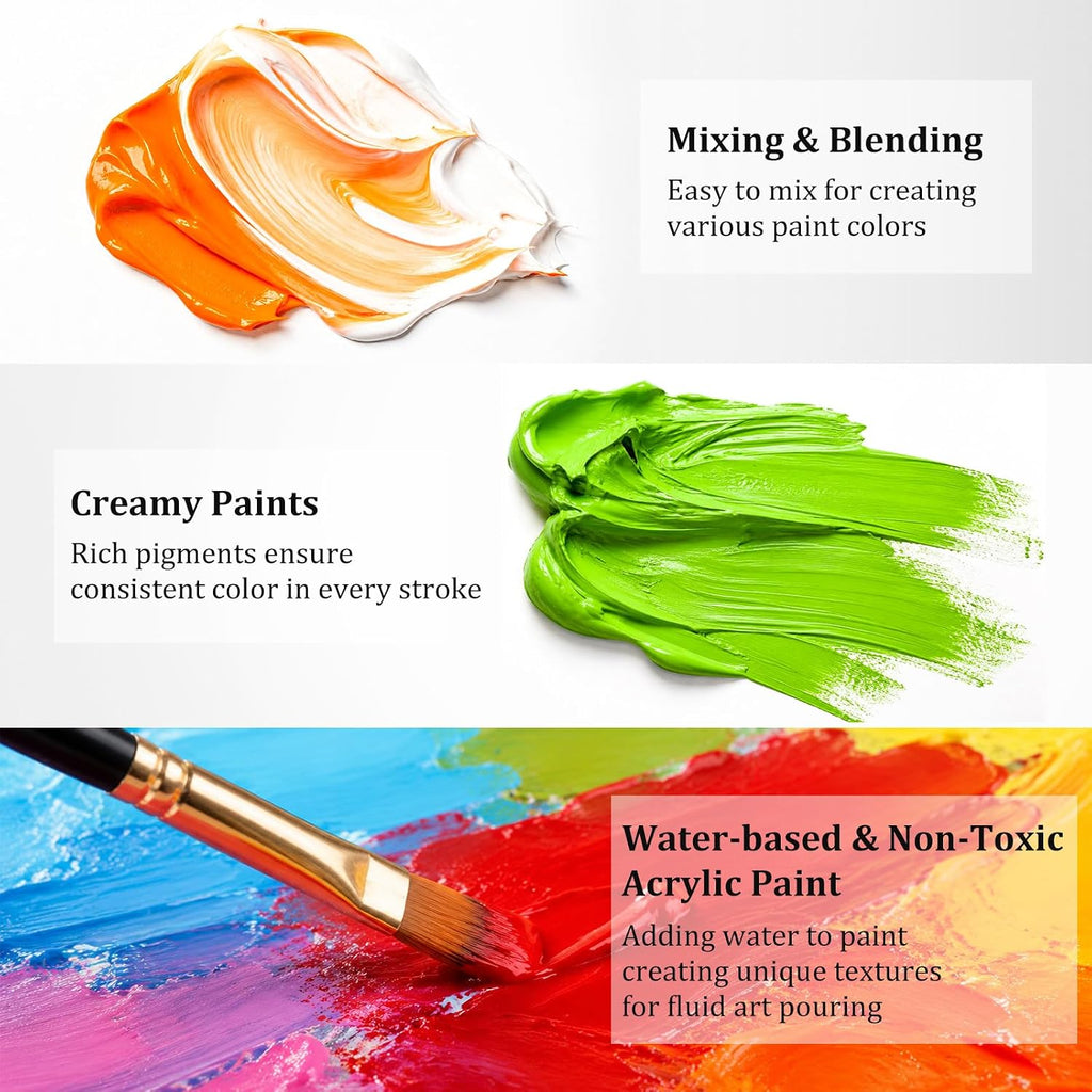Caliart 36 Colors Acrylic Paint Set with 12 Brushes