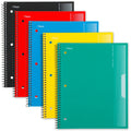 Mead Spiral Notebooks, 1 Subject, Wide Ruled Paper, 8" x 10-1/2", 100 Sheets, Assorted Colors, 5 Pack (930093)