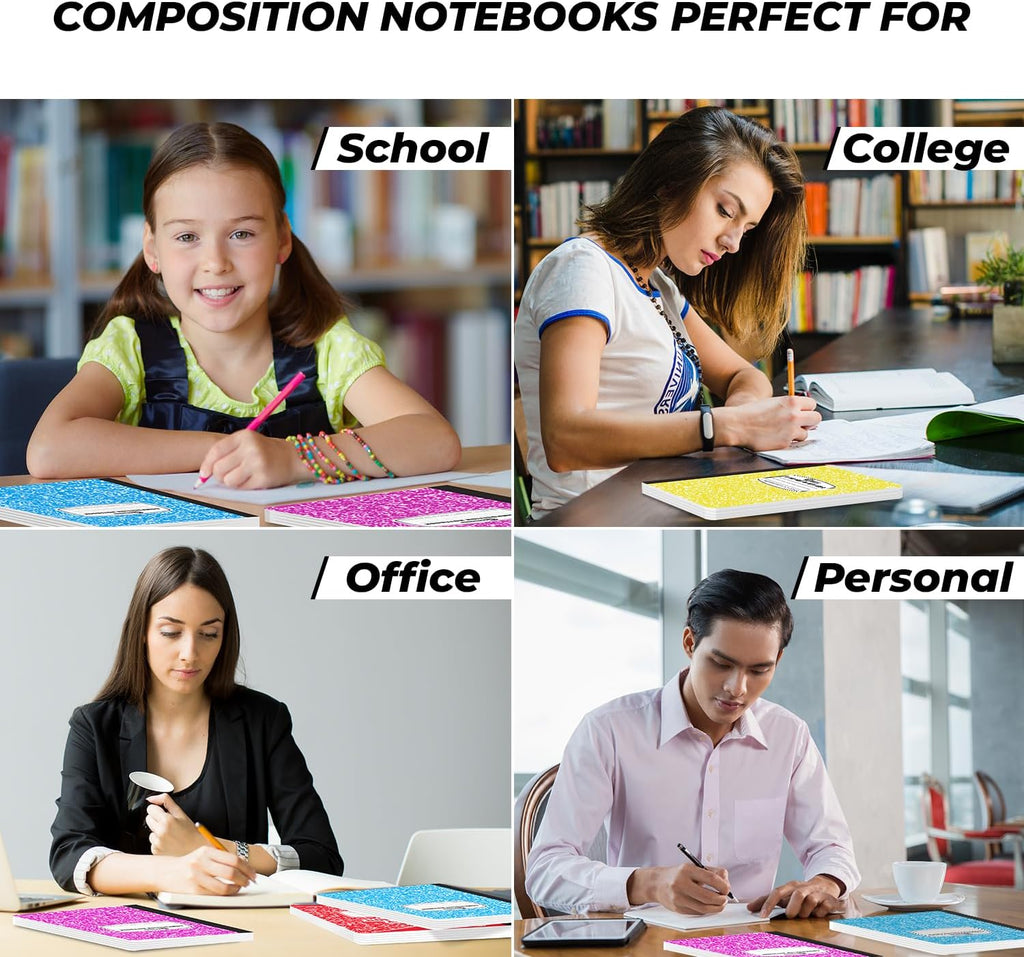 Rosmonde 5 Pack Composition Notebooks College Ruled, Color Marble Notebooks