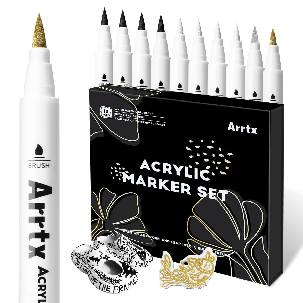 Arrtx 30 Colors Skin Color Acrylic Paint Pens, Skin Tone Paint Markers Paint Pens for Artists Adults Coloring Drawing Brush Tip for Rock Painting, Wood, Canvas, DIY Crafts Making Art Supplies