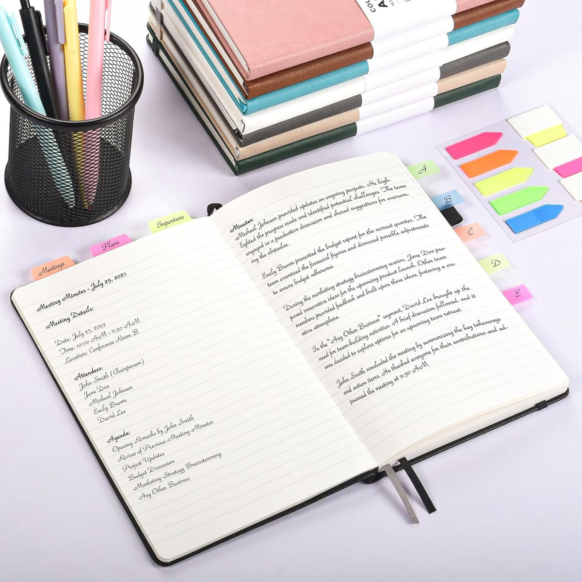 OMEYA A5 Hardcover Notebooks for Work: 3 Pack, 100gsm Paper, 160 Pages Each