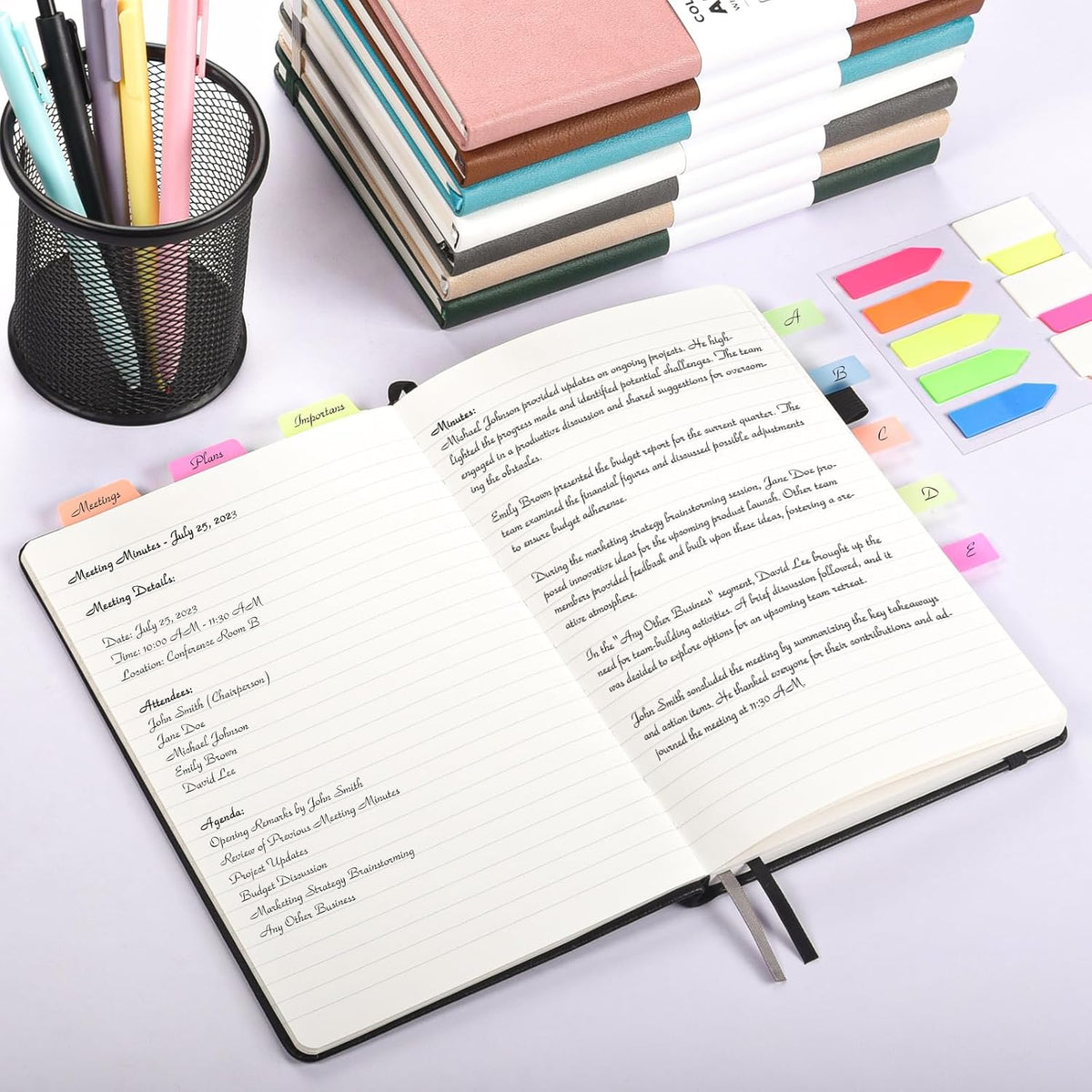 OMEYA A5 Hardcover Notebooks for Work: 6 Pack, 100gsm Paper, 160 Pages Each